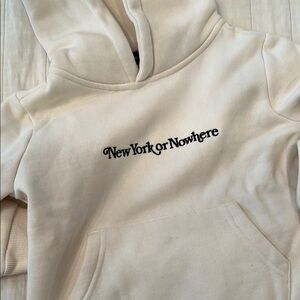 Cream Hoodie with Embroidered Text